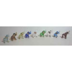  Set of 9 Blown Glass Elephant Figurines 0.5h: Everything 