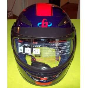 DOT Approved Kids Atv/4 Wheeler Helmet (Blue w/ Red):  