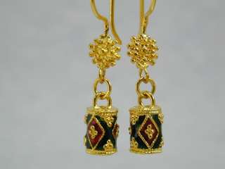 CUTE EAST INDIA DANGLE BEAD 22K 18K Gold GP Thai Earrings  
