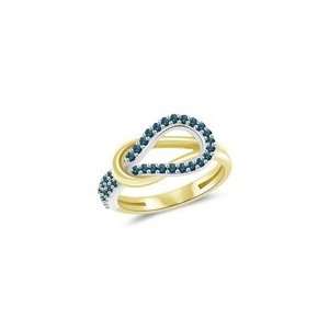  0.37 Cts Blue Diamond Love Knot Two Tone Ring in 14K Two 