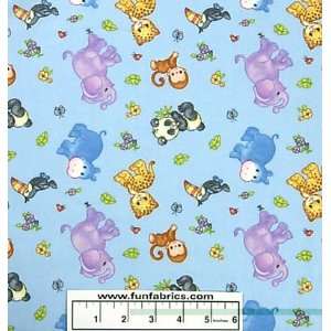  Cute Baby Animals with Hippo Blue Flannel 