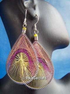 120 Pairs METALIC THREAD EARRINGS.Handmade Jewelry.PERU  