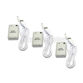 3x 3600mAh Battery And USB Charger Cable FOR XBOX 360  