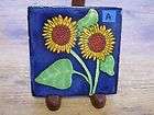   Mexico Mexican Sunflower Yellow Flower Blue Ceramic Tile A Terra Cotta