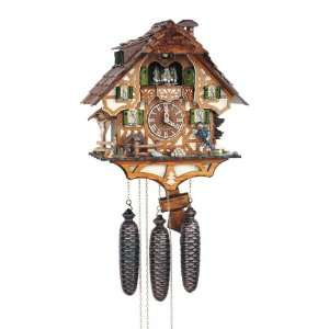 Cuckoo Clock Black Forest house with Forest scene and moving hunter 
