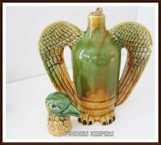 VTG American Eagle Bird Tequila Decanter Shot Glass Set Ceramic 