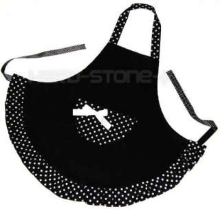   Style Cotton Apron with big pocket for Lady Cooking Kitchen Blk  