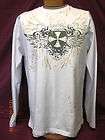 Franky Max mens white long sleeve graphic shirt with sequin design