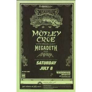  Motley Crue Megadeth Concert Poster Albuquerque 1999