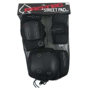  Pro Tec Street Pad 3 Pack Set Black Junior Sports 