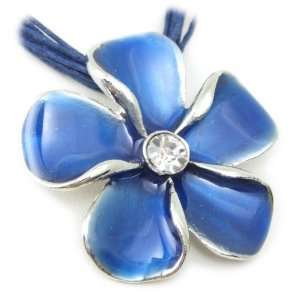   / Cobalt Blue Flower Pendant on multicord   crystal centre Jewelry