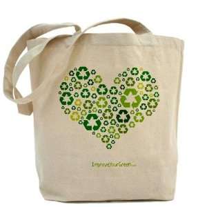  Heart Recycling Collage Tote Green Tote Bag by  