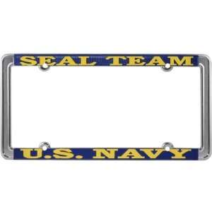 U.S. Navy Seal Team Thin Rim License Plate Frame (Chrome 
