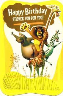 Madagascar Sticker Fun Happy Birthday Greeting Card  