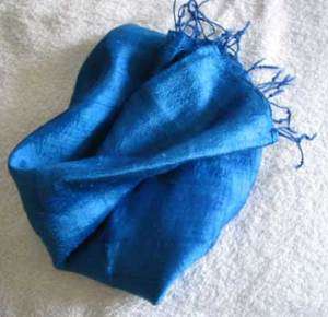 Handmade Teal Blue Thai Raw Silk Scarf/Shawl 30x60  