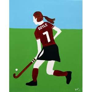  Personalized Field Hockey Canvas Wall Art, Hand Painted 