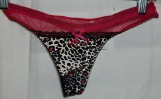 New Rene Rofe Animal Print Thong Size Medium (6) Black/Pink  