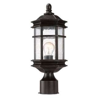 NEW 1 Light Md Outdoor Post Lamp Lighting Fixture, Black Bronze, Clear 