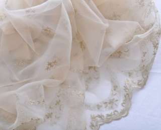 53 tawny embroidered organza fabric per yard  