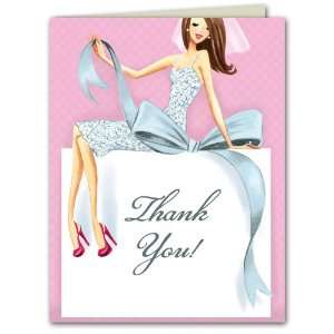  Beautiful Bride with Bow Thank You Notes (Brunette 