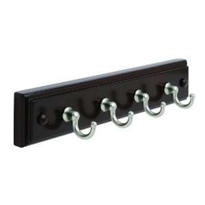    MS 9 Inch Classic Key and Gadget Rack, Mahogany with Silver Hooks