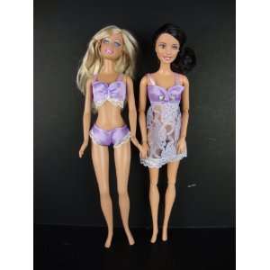 Doll Bra and Underwear Set in Light Purple with Nightgown Made to Fit 