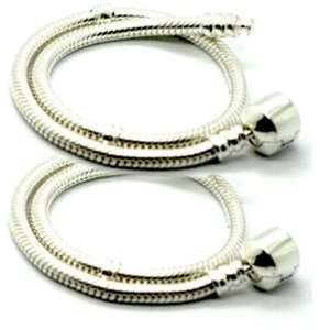 com Two (2) Silver Plated 7.5 Bead Bracelet with Round Barrel Clasp 