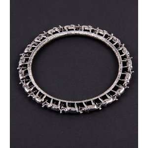   Bangle Cuff Bracelet with Elephant Pattern Silver: Everything Else