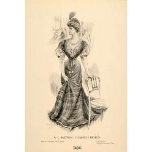  1907 Print Edwardian Lady La Belle Epoque Dress Costume 