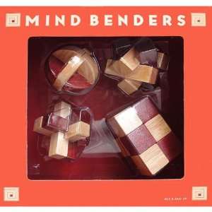  Mind Benders 4 Piece Wooden Puzzle Set: Toys & Games