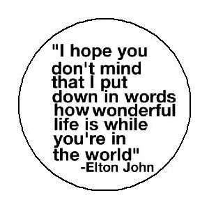  Elton John Quote I hope you dont mind that I put down in 