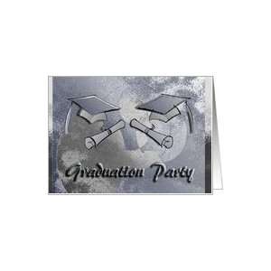   Party Invitation, Blue and Silver Cap and Diploma Card Toys & Games