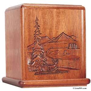  Deer Mahogany Cremation Urn