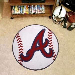  MLB Atlanta Braves White Round Baseball Mat: Sports 