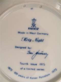 Vintage AK KAISER Holy Night CHRISTMAS Plate 1973 West Germany BLUE 