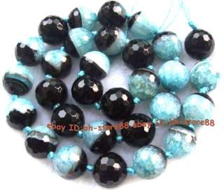 11mm brazil blue crystal Agate round faceted Beads 15.5  