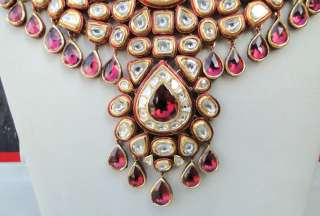   GOLD DIAMOND POLKI KUNDAN ENAMEL MEENAKARI WORK NECKLACE IND  