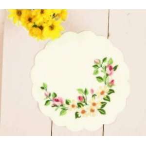  Floral Corner Table Center (Cream) Freestyle Embroidery 