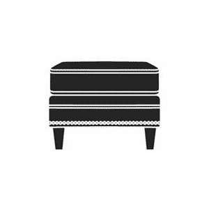   Fabric Upholstered Ottoman w/ Decorative Silver Nailhead Trim: Home