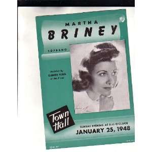  Martha Briney Soprano  Handbill NYC Town Hall 1948 