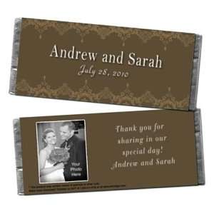  Formal Damask Personalized Photo Candy Bar Wrappers   Qty 