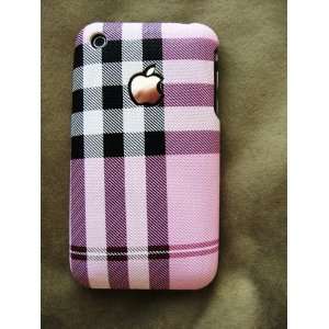   iPhone 3g 3gs Hard Back Case Cover PINK Plaid Pattern 
