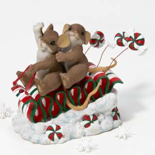 Enesco Charming Tails Holidays Sweet Ride Mice Figurine  
