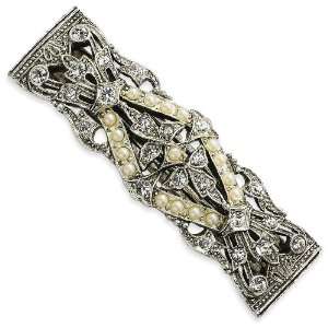   tone Cultura Glass Pearl and Crystal Barrette: 1928 Boutique: Jewelry