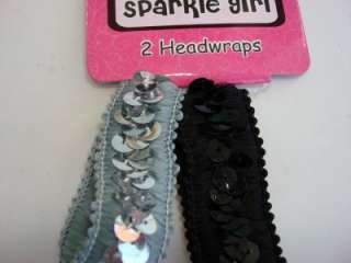 SPARKLE GIRL 2 HEADWRAP SHINY BLACK SILVER SEQUINS NEW  
