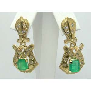   ! Custom Made Colombian Emerald & Diamond Earrings: Everything Else