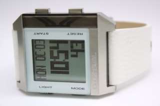   Digital Chronograph White Leather Band Date Alarm Watch DZ7155  