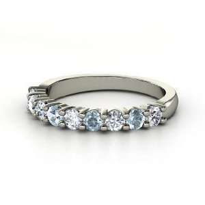  Nine Gem Band Ring, 14K White Gold Ring with Diamond 
