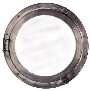   Porthole Mirror Lounge Size, Large in Cast Aluminum with a Bronze