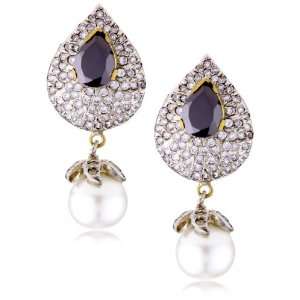  Taara Mughal Collection Tear Drop Black Onyx and Pearl 